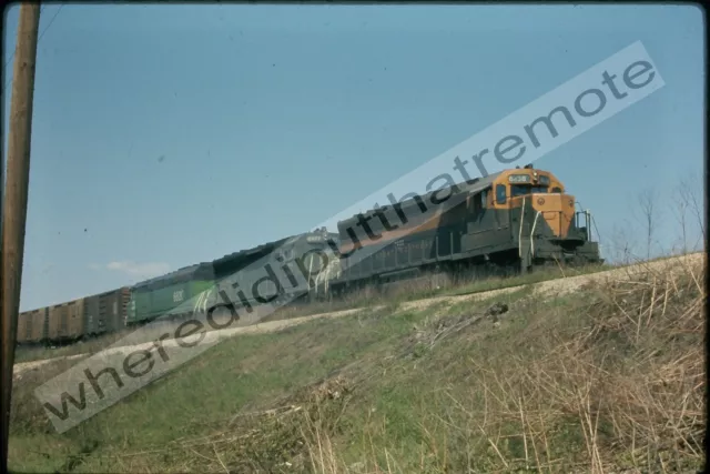 Orig. Slide Burlington Northern BN 6438 EX-GN EMD SD45 Spring St. Aurora IL 5-71