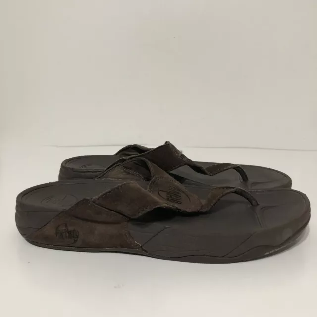FitFlop Women’s Oasis Thong Slide Sandals Suede Leather Chocolate Brown Size 10