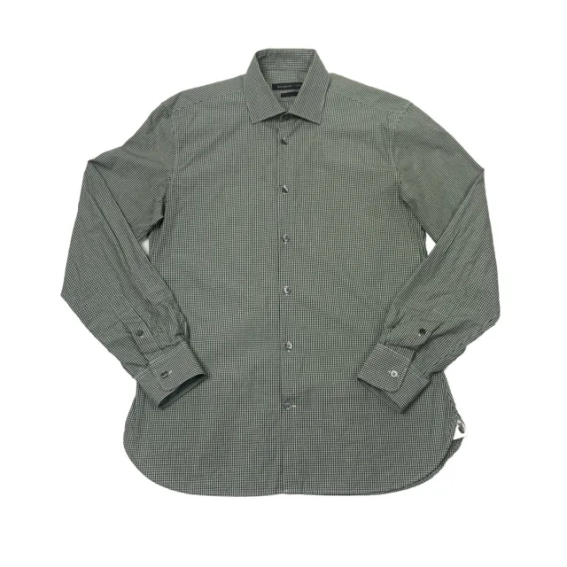 John Varvatos Check Button Up Dress Shirt Men’s Size 15 32/33 Slim Fit Green