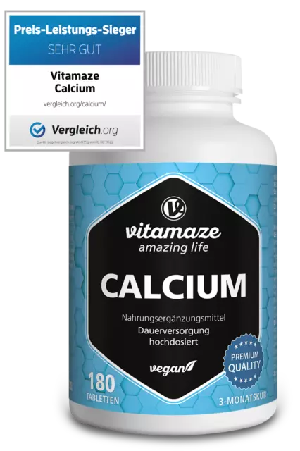 (81,98€/kg) Calcium 400 mg Calcium-Carbonat hochdosiert, 180 vegane Tabletten