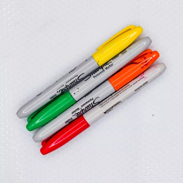 Sharpie Fine Point Used Multicolor Permanent Markers/Pens - Lot Of 4 - #23