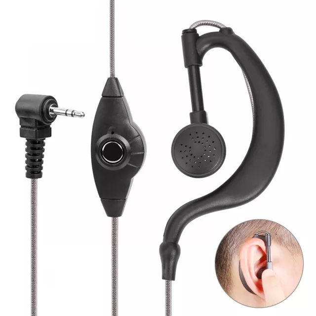 G Shape 2.5mm 1-Pin Plug Clip-Ear Earpiece Headset w/PTT Mic for Motorola Radio