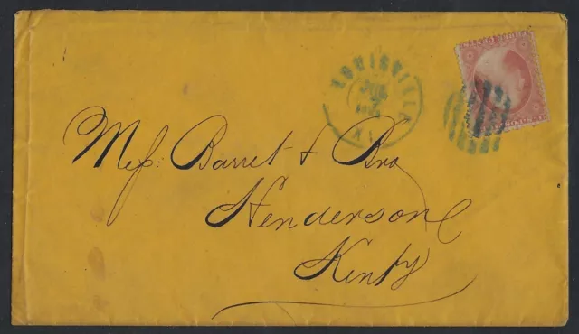Us 1864 Civil War Period Cover Louisville Kentucky Fancy Cancel