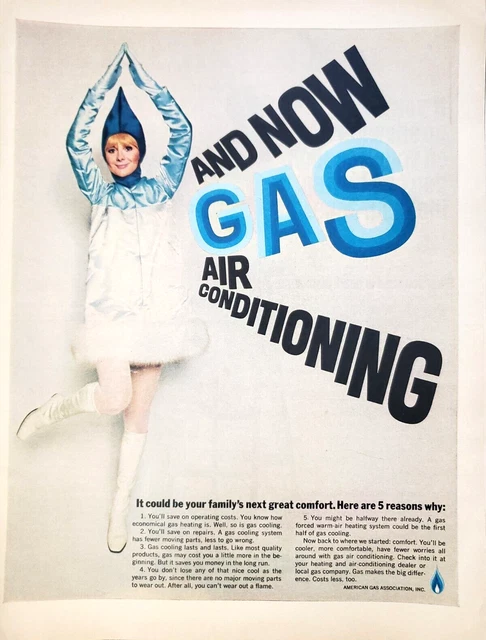 American Gas Association 1968 Vtg Print Ad 10.5x13 Gas Air Conditioning 5 Reason