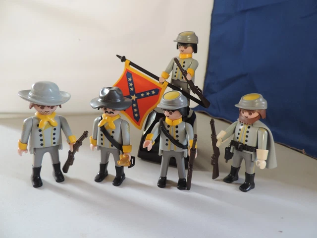 PLAYMOBIL CUSTOM SUBOFFICIER Confédéré  Abandéré   US 1861 Ref 0004bis 287195351379