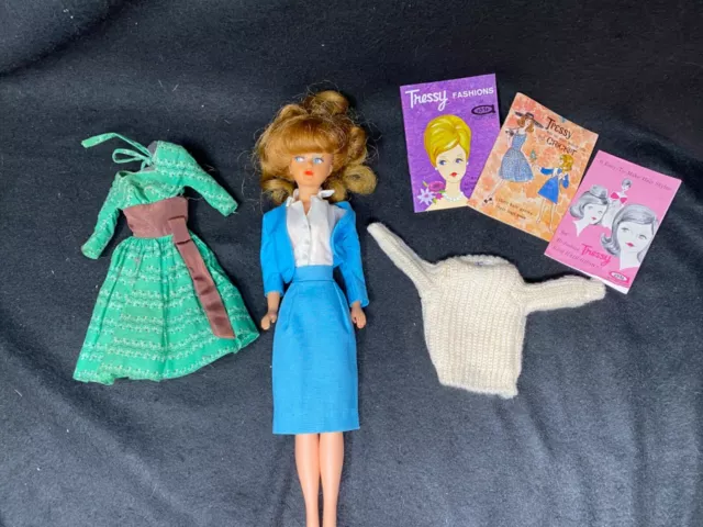 American Character Tressy Doll Mid-Blonde in Vintage Dress Japan & Clothes