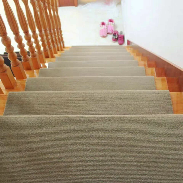 13PCS Non-Slip Stair Mat Covers Kit Tread Carpet Step Washable Mat Beige 55*24CM