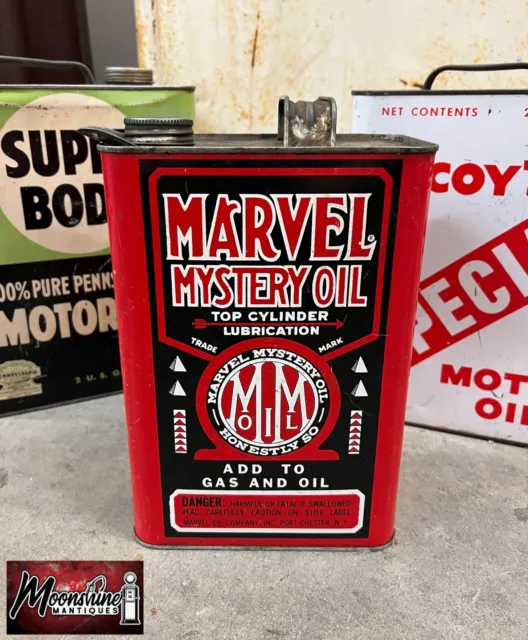 Marvel Mystery Oil 1 gallon can - Early Spout Metal Can before danger  labeling