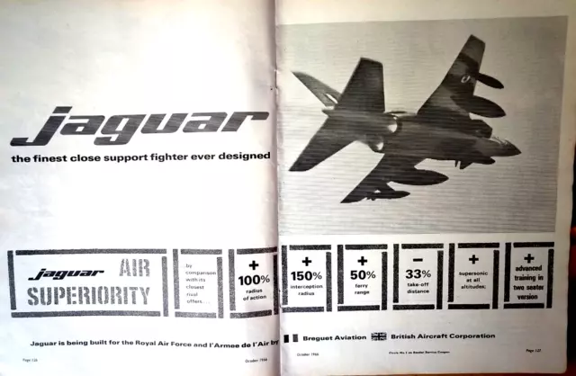 1966 Original Print Advert Ad  Jaguar Air Superiority Support Fighter Aircraft