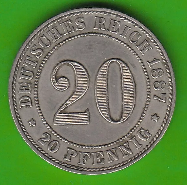 Kaiserreich 20 Pfennig 1887 J in vz hübsch selten nswleipzig