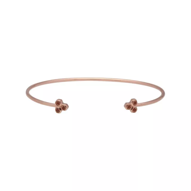 Garnet Trilogy Geometric Bangle in 9ct Rose Gold