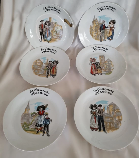6 ASSIETTES CHOUCROUTE Alsacienne Porcelaine De Qualité EUR 30,00 ...