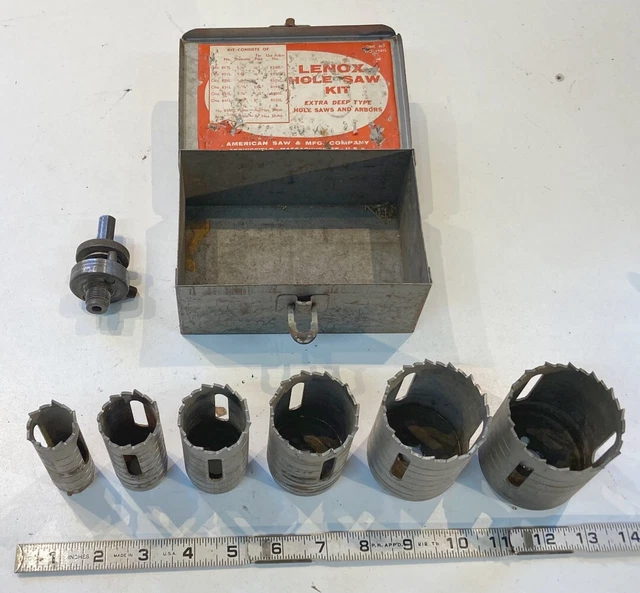 vtg LENOX hole saw kit extra deep ORIGINAL METAL CASE