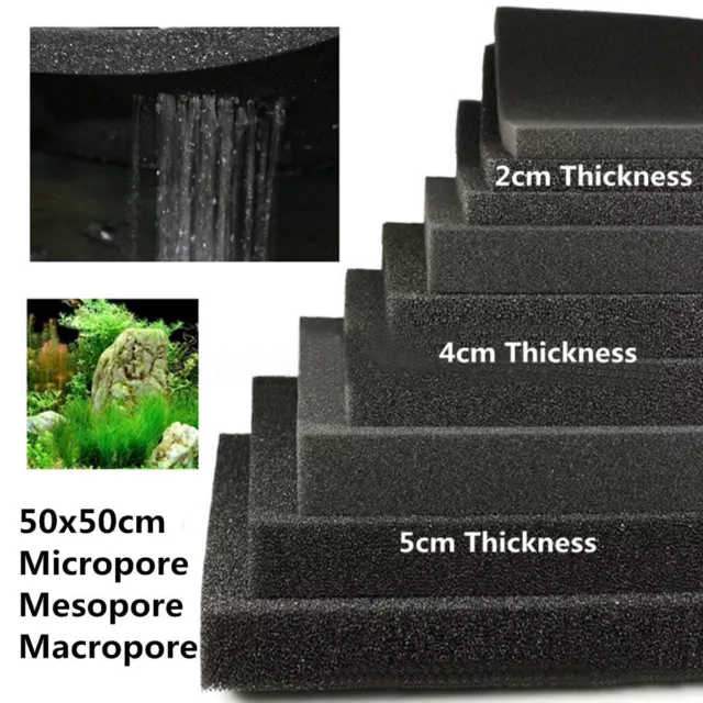 50x50x2cm Black Fish Tank Aquarium Filter Sponge Foam Pad Filtration Cotton