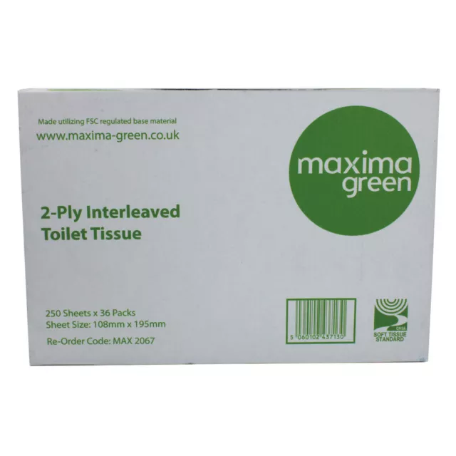 Maxima Bulk Pack Toilet Tissue 2-Ply 250 Sheets White Pack of 36 KMAX2067