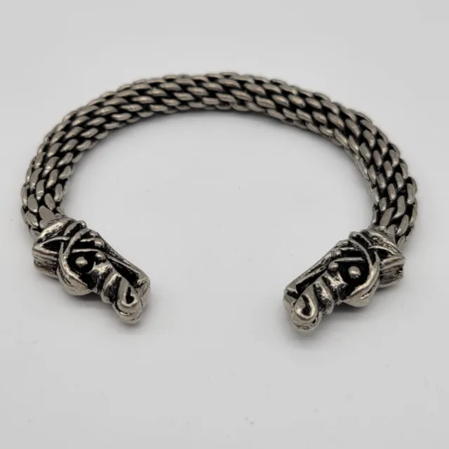 Viking Wolf Cuff Bracelet Stainless Steel Norse Arm Ring