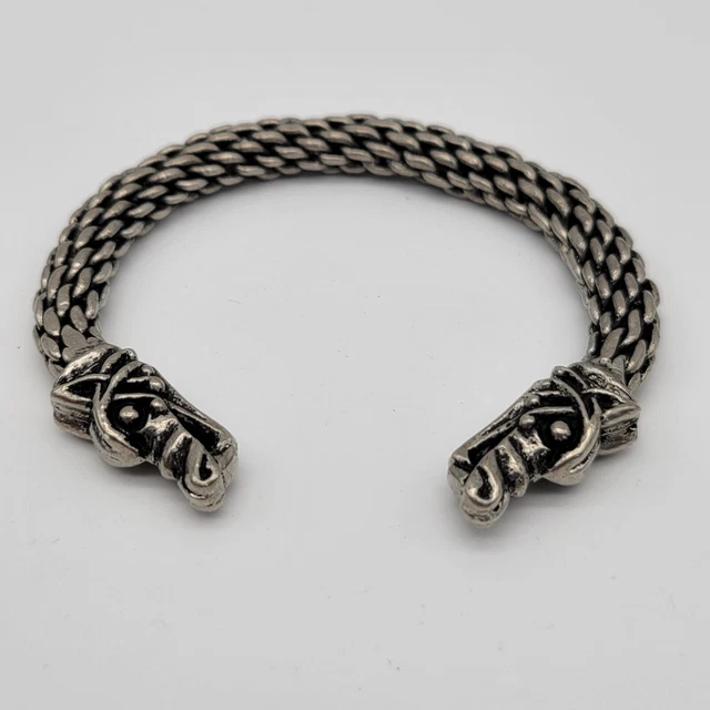 Viking Wolf Cuff Bracelet Stainless Steel Norse Arm Ring