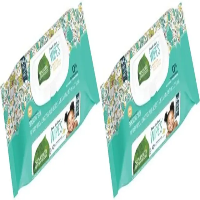 Seventh Generation Baby Wipes, 64 Count (Pack of 2)