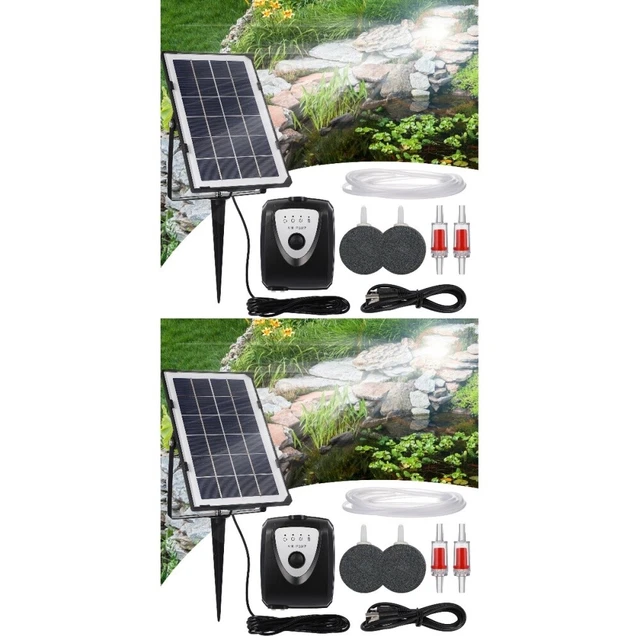 2 Count Pond Aerator with Air Pump Fish Solar Power Bait for Aquarium Suite