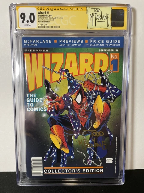 Wizard Magazine 1 CGC 9.0 SS Signed Todd Mcfarlane NEWSSTAND HTF RARE 1991 Image