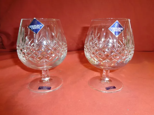 Edinburgh Crystal Kenmore Brandy Balloon Glasses unused x 2