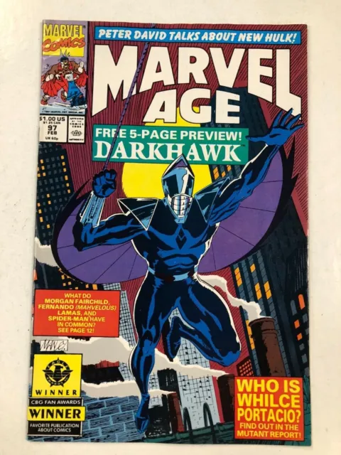 MARVEL AGE 97 VF-NM February 1991 Darkhawk Preview (5 pages) Portacio interview