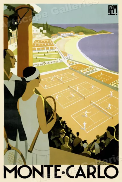 1920s Monte Carlo Tennis Courts - Classic Vintage Style Travel Poster - 24x36