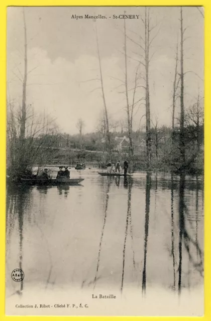 cpa 61 SAINT CÉNERI LE GÉREI (Orne) place-called La BATTLE canoeing boats