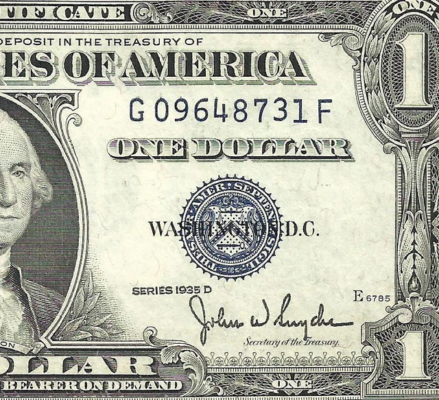 RARE 1935D $1 BLUE Seal SILVER Certificate! CRISP XF! Old US Paper Money!