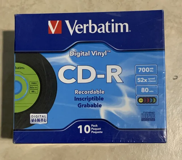 Verbatim CD-R 80min 52X with Digital Vinyl Surface 10 Pak  New Sealed (7)