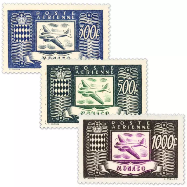 Monaco Avions Et Armoiries Poste Aérienne N° 42 A 44 Timbres Neufs** Année 1949