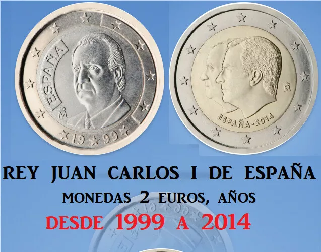 España, Rey Juan Carlos I, 2 euros desde 1999 a 2014, común y conmemorativa