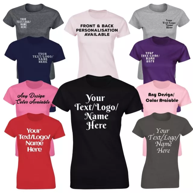 Personalised Ladies T Shirt Customise Your Text Logo Name or Business Name