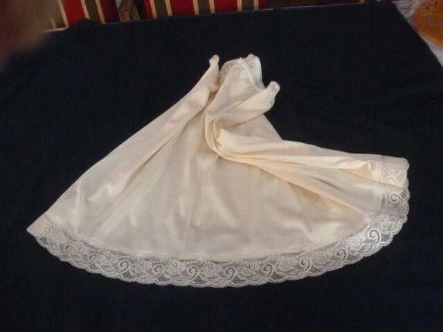 Jupon Vintage En Dentelle Crème - Taille élastique 40/42/44 - Longueur 50 Cm