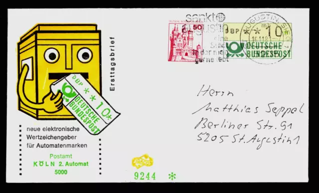 Brief / gestempelt " Automatenmarke " ;Mi.-Nr; ATM 1 / 536 Berlin ; St: 16.11.81