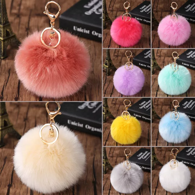 Charm Faux Rabbit Fur Fluffy Pom pom Key Chain Ball Bag Car Pendant Keyring 1PC