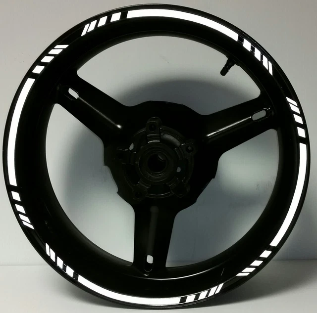 WHITE REFLECTIVE MOTORCYCLE Rim Stripes Wheel Decals Tape Stickers Car