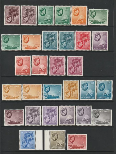 Seychelles 1938 Part Set Of 21 Plus Paper / Shade Variations Mtd Mint Sg135-149