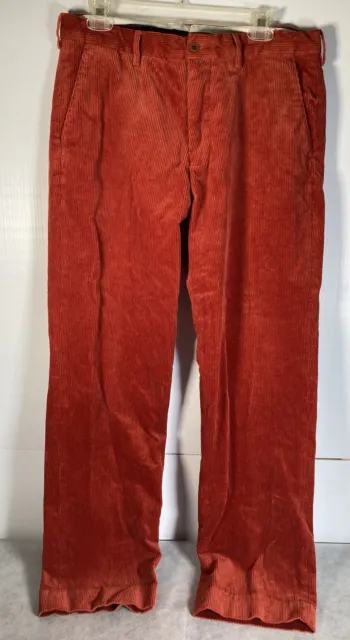 Polo Ralph Lauren Corduroy Trousers Rust Mens 34x32 Preston Fit Regular Soft
