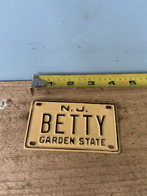 Old School JERSEY Bike License Plate “BETTY ”—SCHWINN Stingray,Mongoose BMX