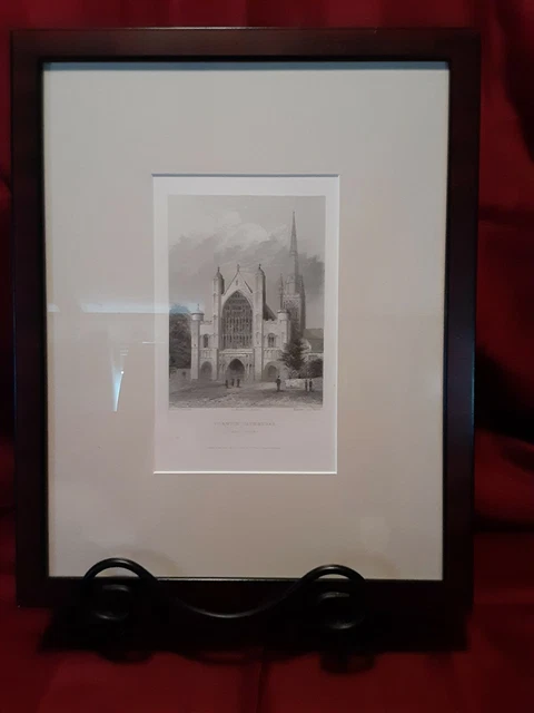 Antique Norwich Cathedral Engraving Print 1837