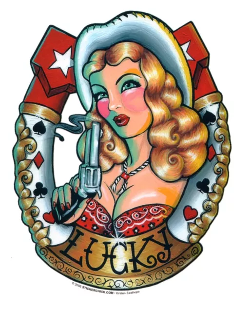 #Sexy LADY LUCK #HORSESHOE COW GIRL #LUCKY GIRL #BUMPERSTICKERS #STICKER/#DECAL