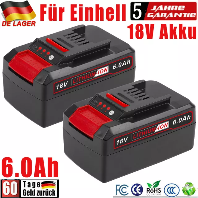 1/2X 6,0Ah Ersatzakku 18V Für Einhell Akku Power X-Change Werkzeug Lithium PXC