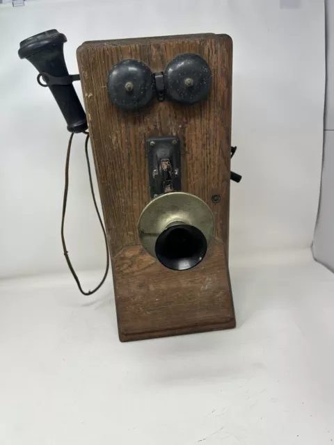 Antique Kellogg Stromberg Carlson Oak Wooden Wall Phone Antique Kellogg Stromberg Carlson Oak Wooden Wall Phone