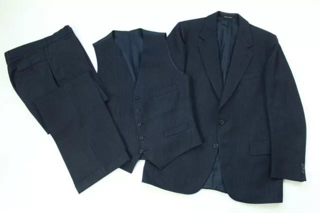 Wow! Vintage Tiger Of Sweden Swedish Made Navy Striped Wool 3 Piece Suit Sz 40