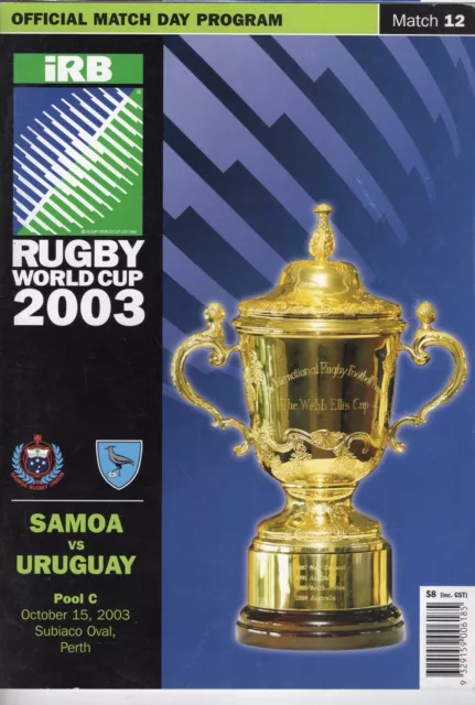 Rugby Union Programme, Rugby World Cup 2003 Uruguay v Samoa Subiaco Oval