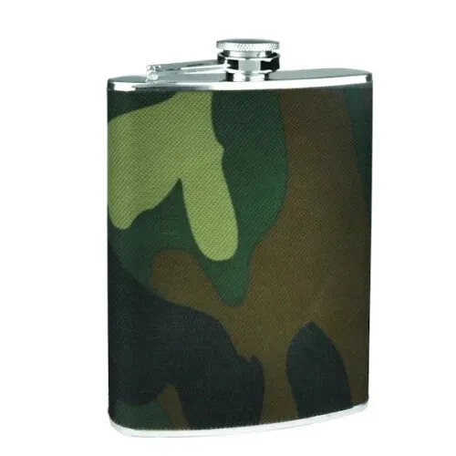 Silver Flask with Camouflage Wrap ^c