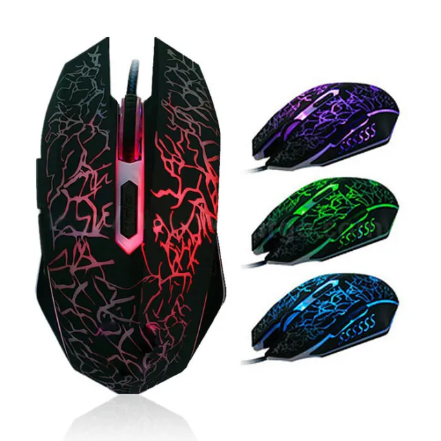 USB Wired Adjustable 2400 DPI High Performance RGB Backlit PC Gaming Mouse UK
