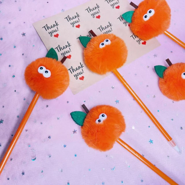 Plush Ball Gel Pen School Officel Supplies Stationery Cute Kawaii Creative Pe F~