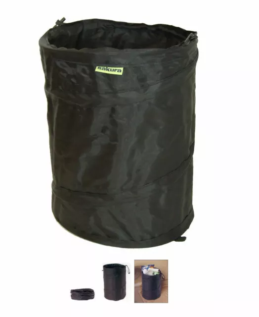 Car Bin Pop Up Black Dustbin Foldable Travel Rubbish Waste Basket Camping